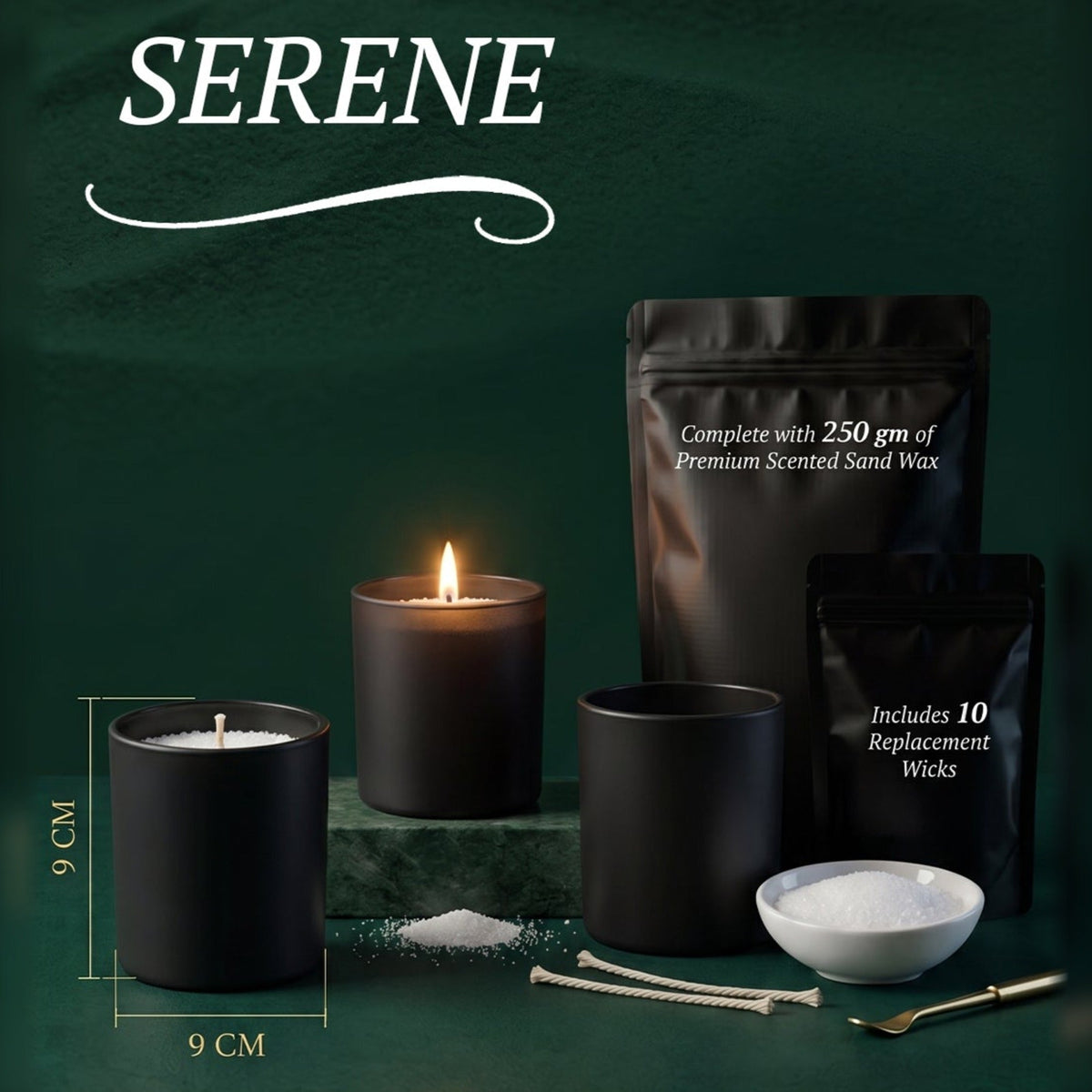 SERENE 9 cm sand wax candle by REVO, photo 4